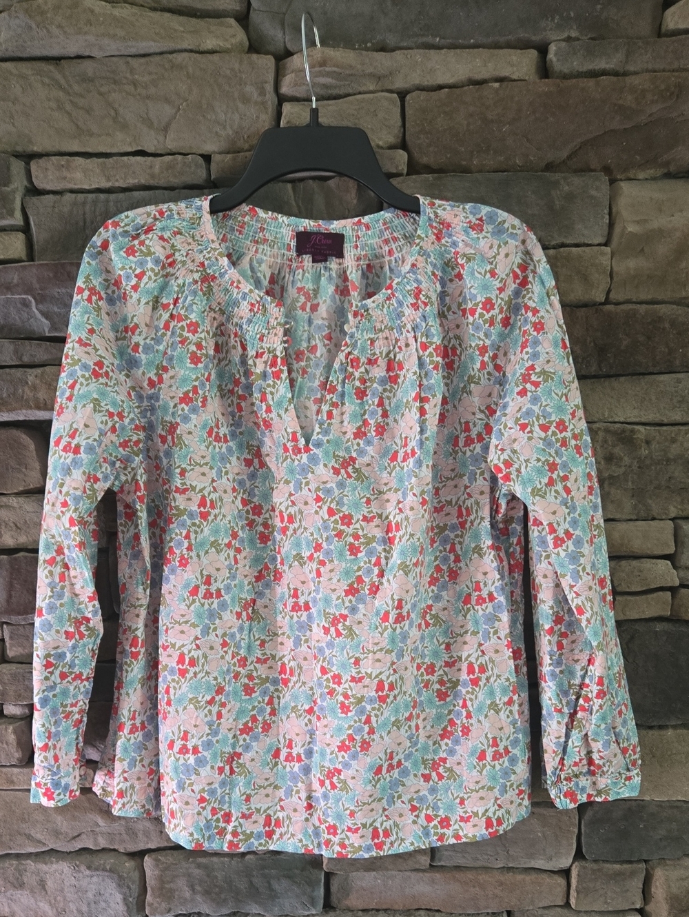 J. Crew Floral Smocked Peasant Blouse